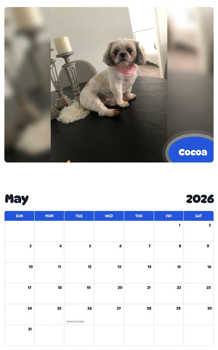 2026 - 2027 Cocoa - Pawidols Pet Calendar