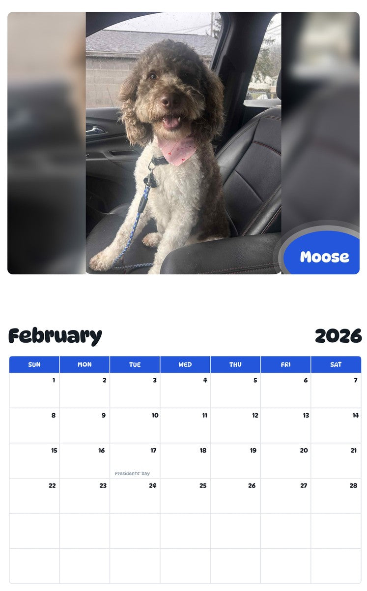 October 2025 - September 2026 Moose - Pawidols Pet Calendar