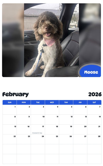 October 2025 - September 2026 Moose - Pawidols Pet Calendar