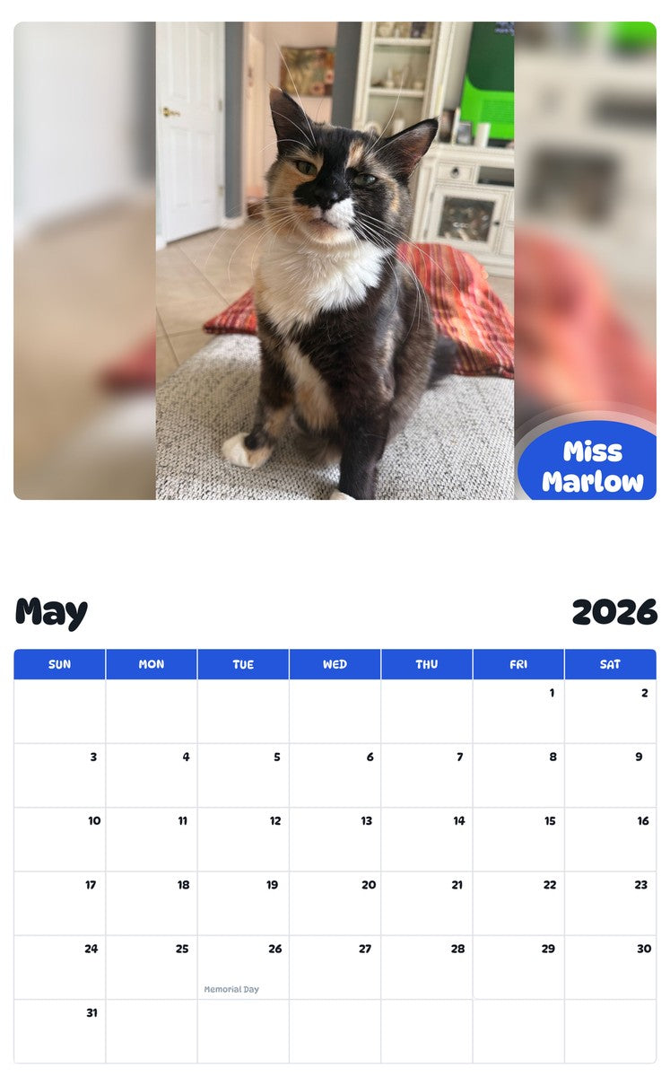 2026 - 2027 Miss Marlow - Pawidols Pet Calendar