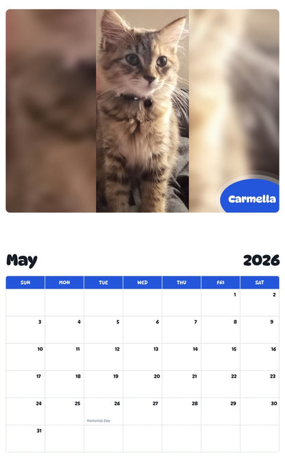 2026 - 2027 Carmella - Pawidols Pet Calendar
