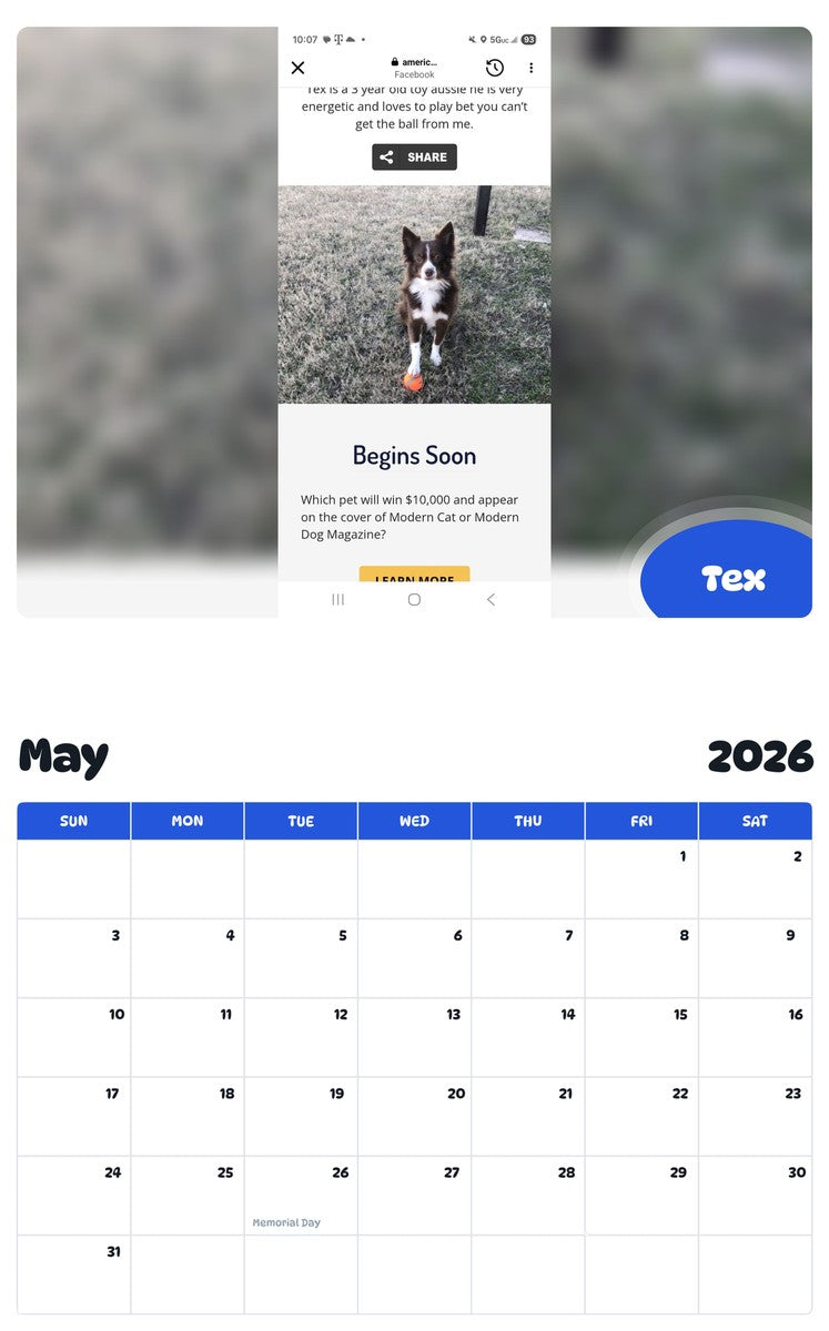 2026 - 2027 Tex - Pawidols Pet Calendar