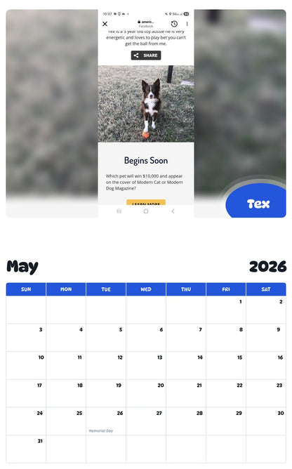 2026 - 2027 Tex - Pawidols Pet Calendar