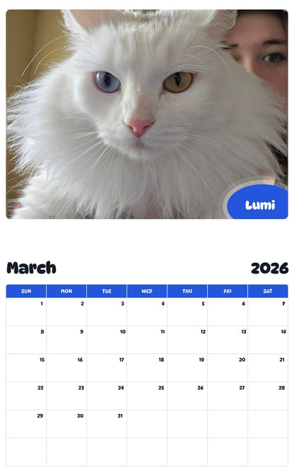 November 2025 - October 2026 Lumi - Pawidols Pet Calendar