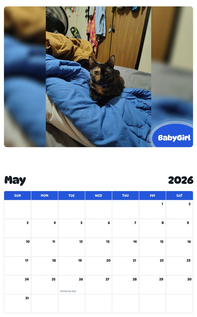 2026 - 2027 BabyGirl - Pawidols Pet Calendar