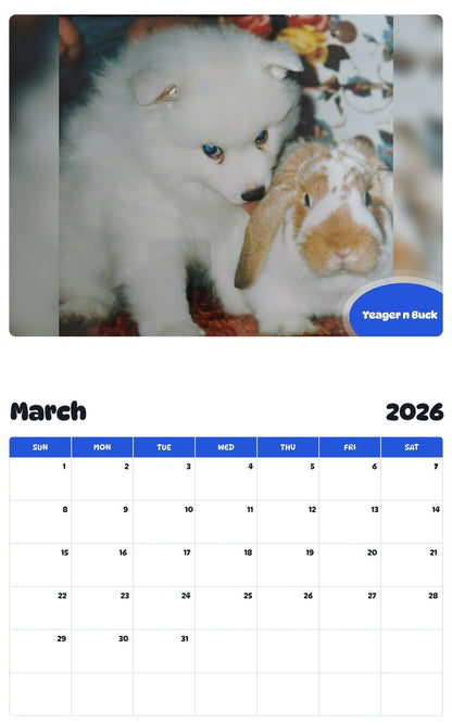 November 2025 - October 2026 Yeager n Buck - Pawidols Pet Calendar
