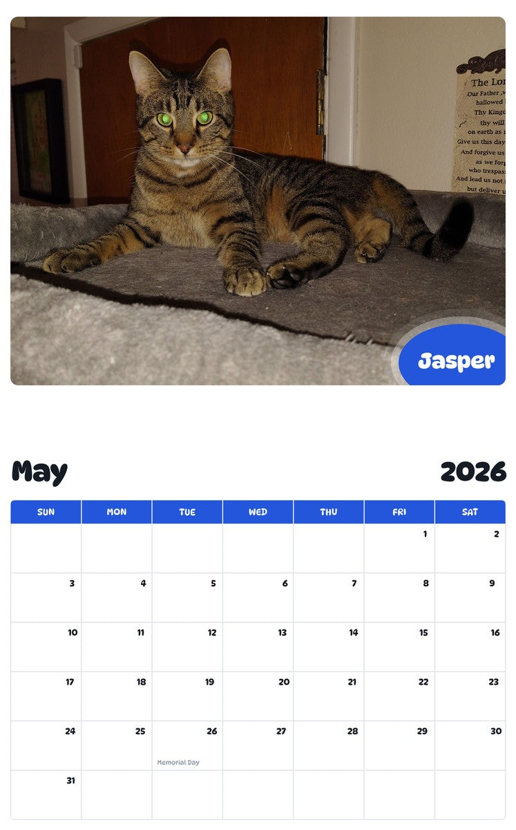2026 - 2027 Jasper - Pawidols Pet Calendar