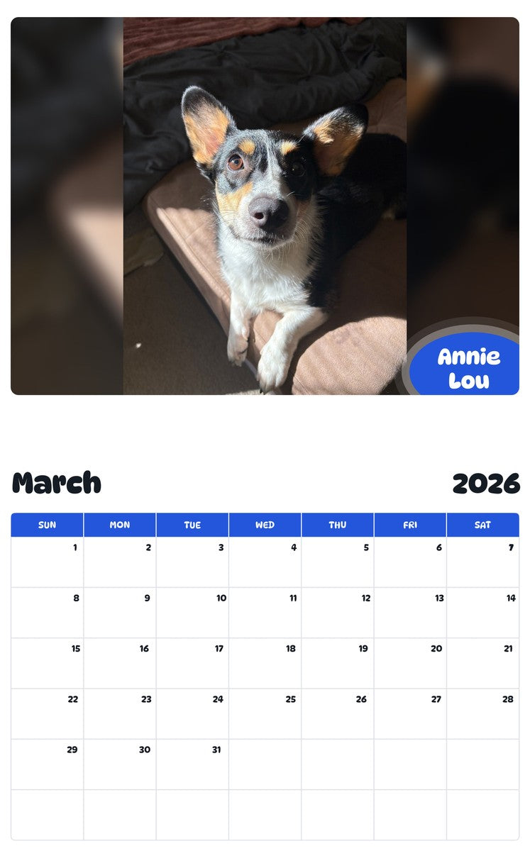 November 2025 - October 2026 Annie Lou - Pawidols Pet Calendar