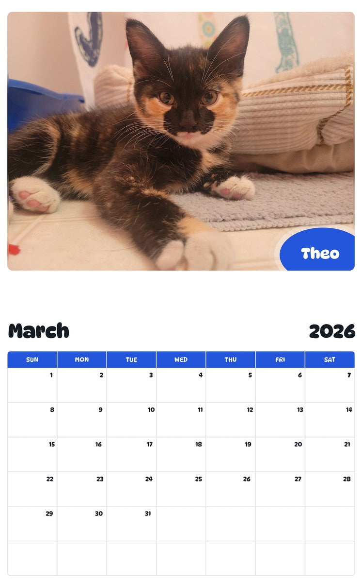 November 2025 - October 2026 Theo - Pawidols Pet Calendar