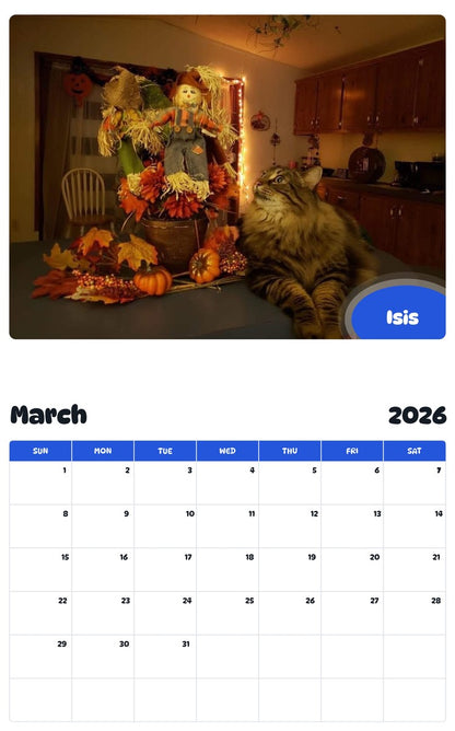 November 2025 - October 2026 Isis - Pawidols Pet Calendar