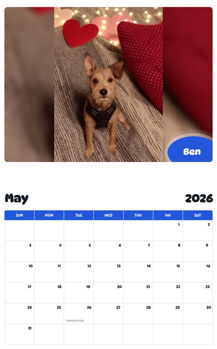 2026 - 2027 Ben - Pawidols Pet Calendar