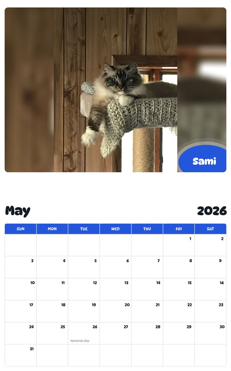 2026 - 2027 Sami - Pawidols Pet Calendar