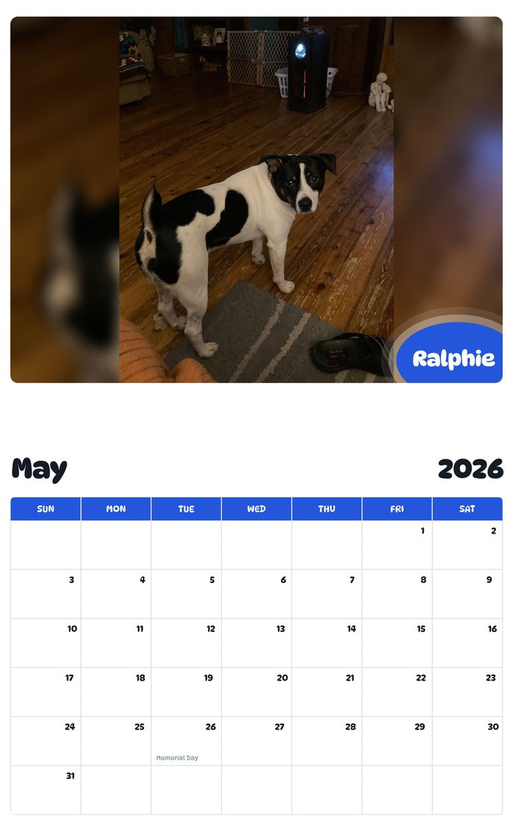 2026 - 2027 Ralphie - Pawidols Pet Calendar