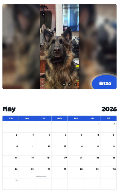 2026 - 2027 Enzo - Pawidols Pet Calendar