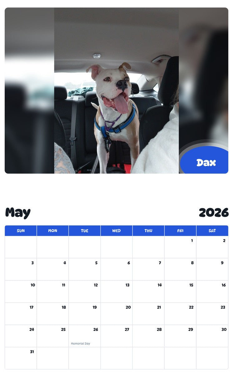 2026 - 2027 Dax - Pawidols Pet Calendar