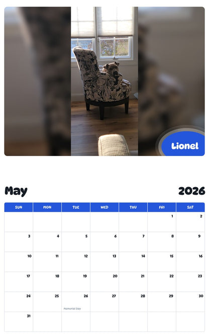 2026 - 2027 Lionel - Pawidols Pet Calendar