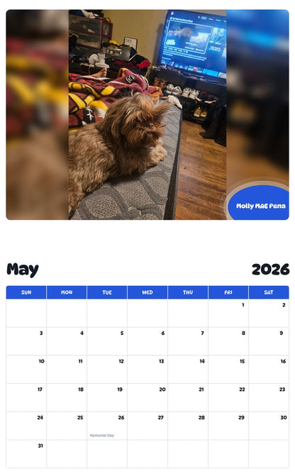 2026 - 2027 Molly MAE Pena - Pawidols Pet Calendar