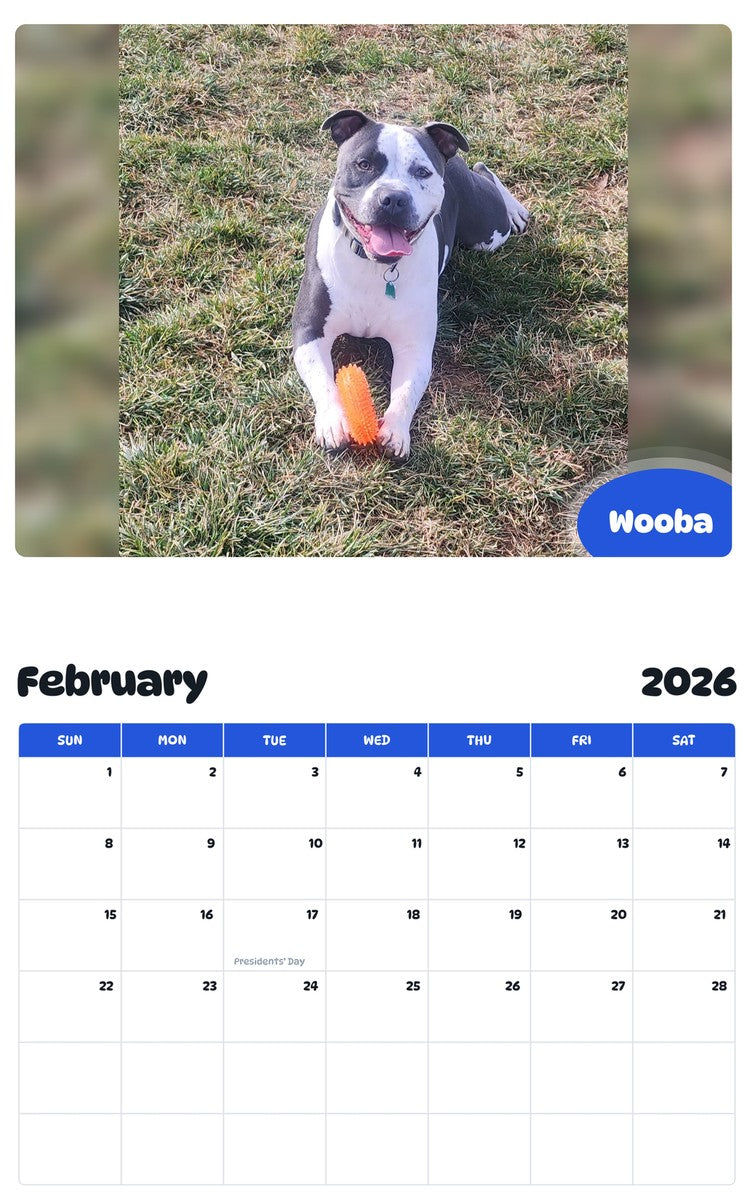 October 2025 - September 2026 Wooba - Pawidols Pet Calendar