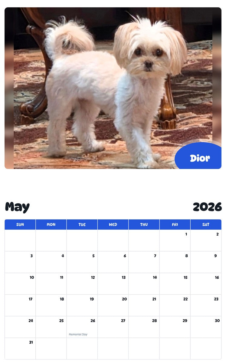 2026 - 2027 Dior - Pawidols Pet Calendar