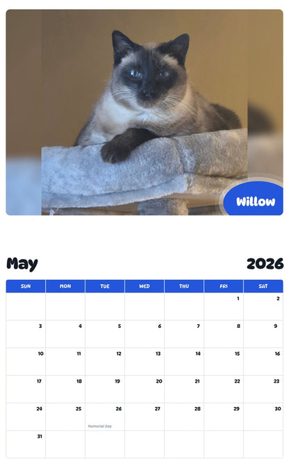 2026 - 2027 Willow - Pawidols Pet Calendar