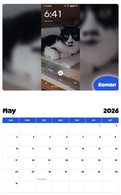 2026 - 2027 Roman - Pawidols Pet Calendar