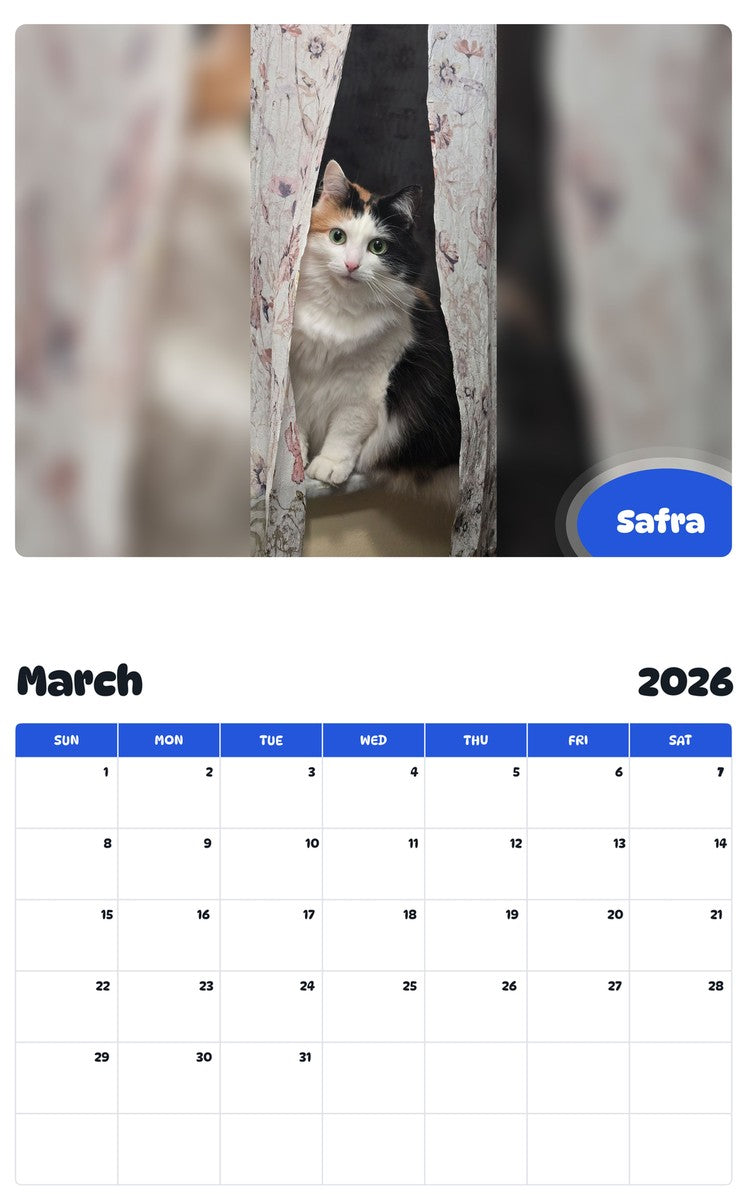 November 2025 - October 2026 Safra - Pawidols Pet Calendar