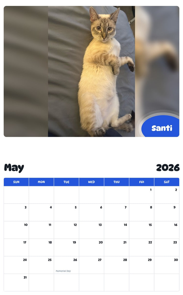 2026 - 2027 Santi - Pawidols Pet Calendar