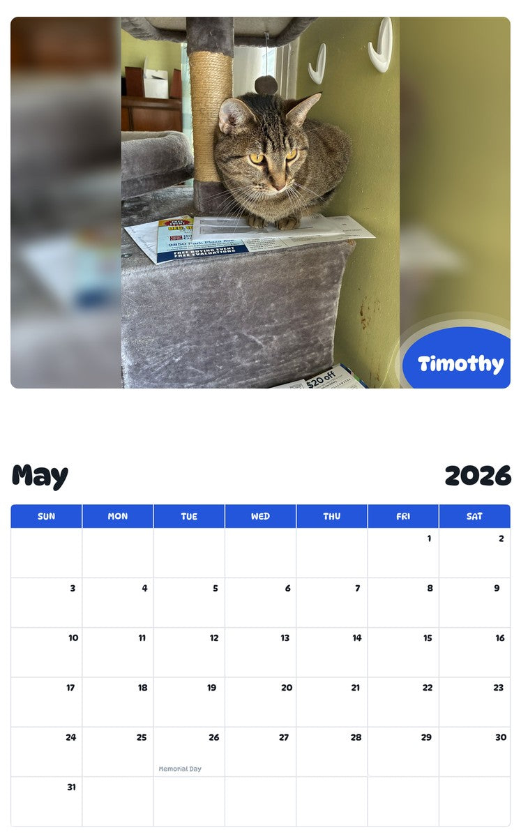 2026 - 2027 Timothy - Pawidols Pet Calendar