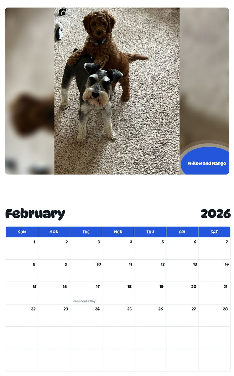 October 2025 - September 2026 Willow and Mango - Pawidols Pet Calendar