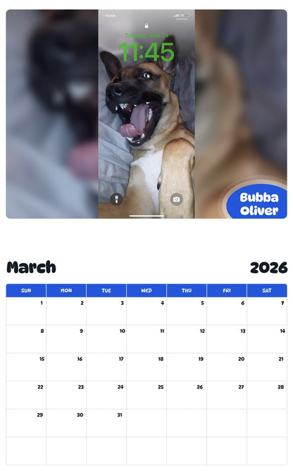 November 2025 - October 2026 Bubba Oliver - Pawidols Pet Calendar