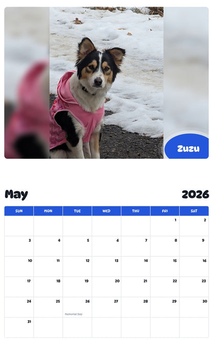 2026 - 2027 Zuzu - Pawidols Pet Calendar