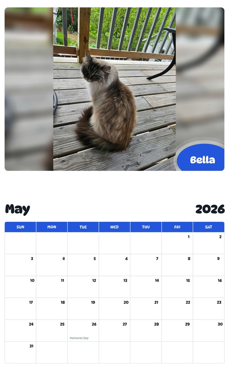 2026 - 2027 Bella - Pawidols Pet Calendar