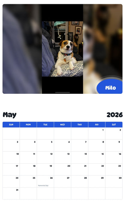 2026 - 2027 Milo - Pawidols Pet Calendar