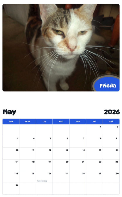 2026 - 2027 Frieda - Pawidols Pet Calendar