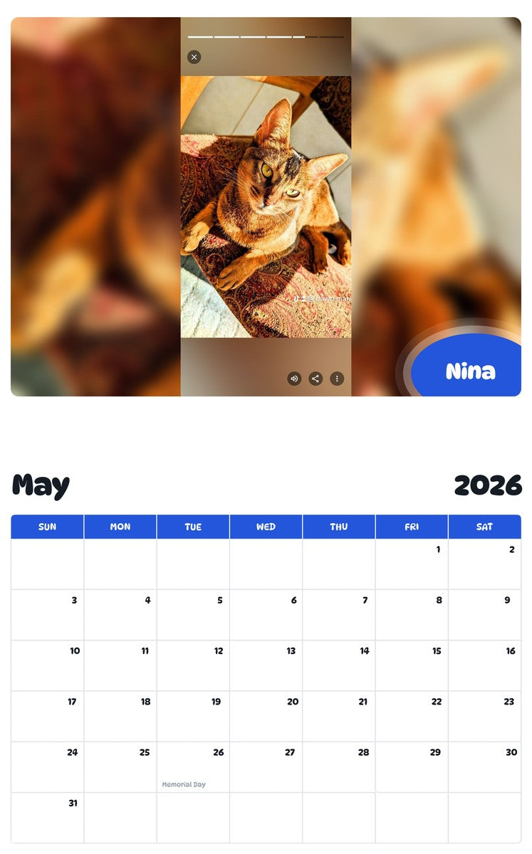 2026 - 2027 Nina - Pawidols Pet Calendar