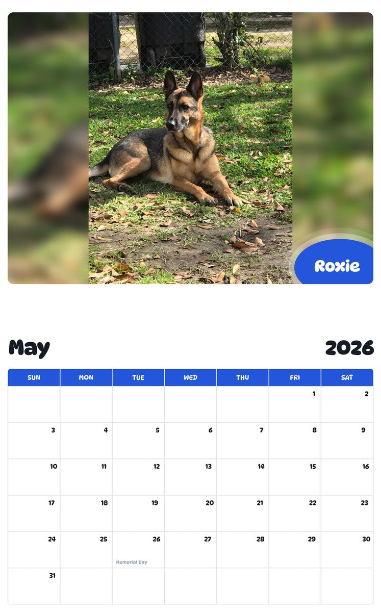 2026 - 2027 Roxie - Pawidols Pet Calendar