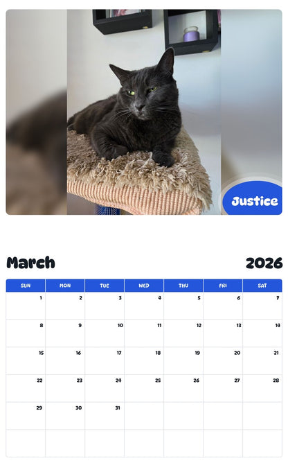 November 2025 - October 2026 Justice - Pawidols Pet Calendar