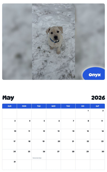 2026 - 2027 Onyx - Pawidols Pet Calendar