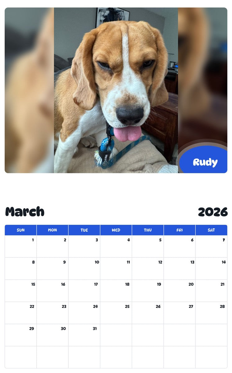 November 2025 - October 2026 Rudy - Pawidols Pet Calendar
