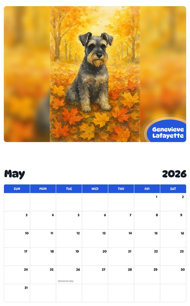 2026 - 2027 Genevieve Lafayette - Pawidols Pet Calendar