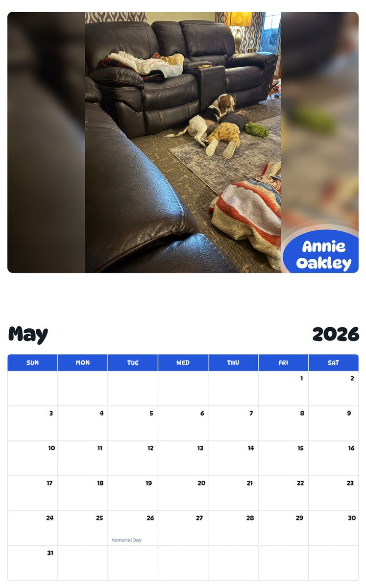 2026 - 2027 Annie Oakley - Pawidols Pet Calendar