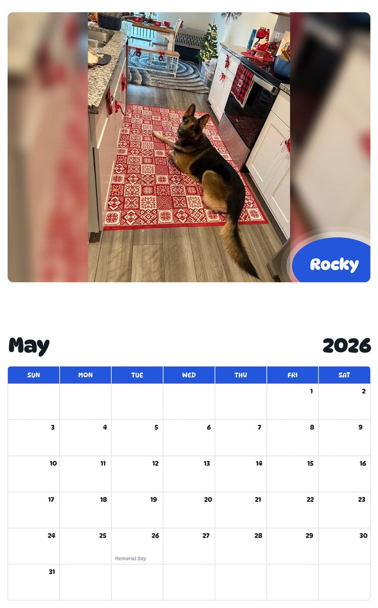 2026 - 2027 Rocky - Pawidols Pet Calendar