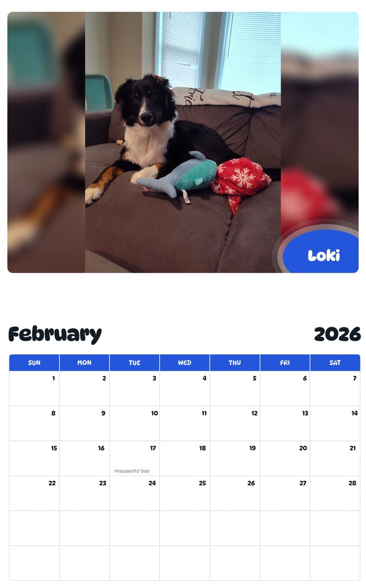 October 2025 - September 2026 Loki - Pawidols Pet Calendar
