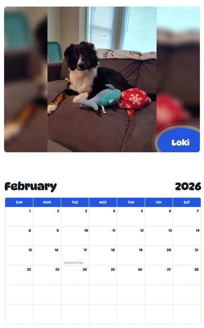 October 2025 - September 2026 Loki - Pawidols Pet Calendar