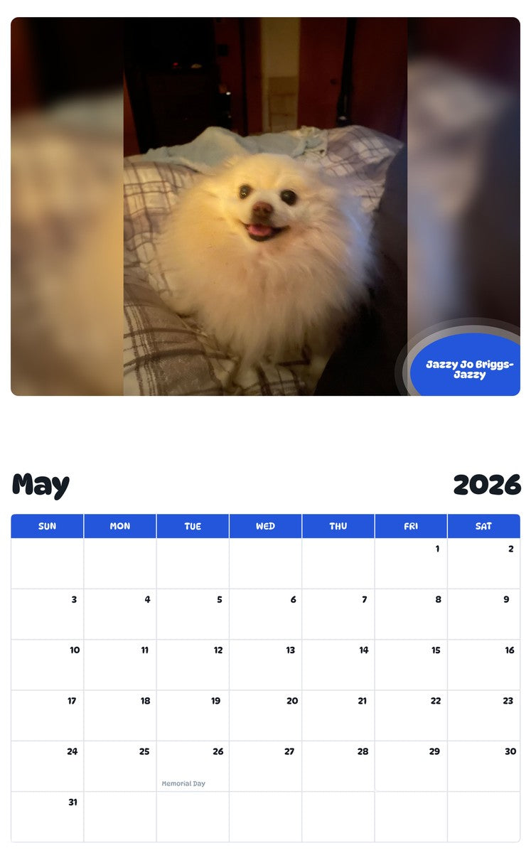 2026 - 2027 Jazzy Jo Briggs- Jazzy - Pawidols Pet Calendar