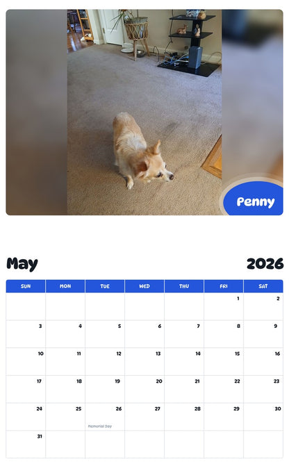2026 - 2027 Penny - Pawidols Pet Calendar
