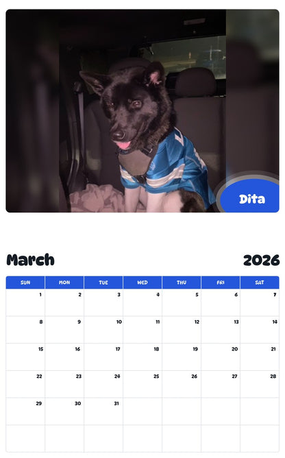 November 2025 - October 2026 Dita - Pawidols Pet Calendar