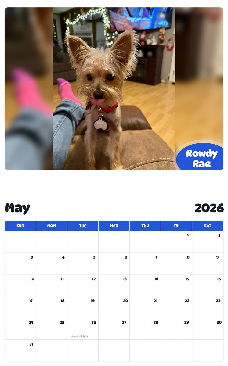 2026 - 2027 Rowdy Rae - Pawidols Pet Calendar