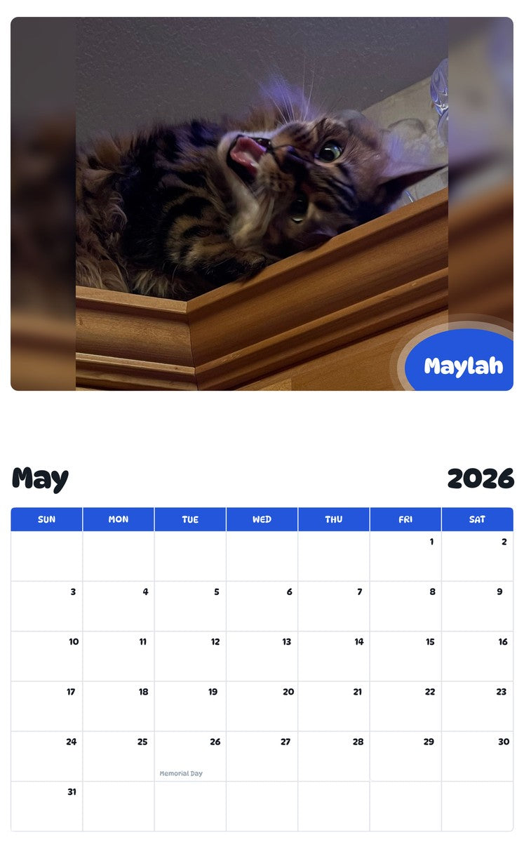 2026 - 2027 Maylah - Pawidols Pet Calendar