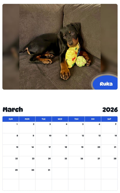 November 2025 - October 2026 Ruka - Pawidols Pet Calendar